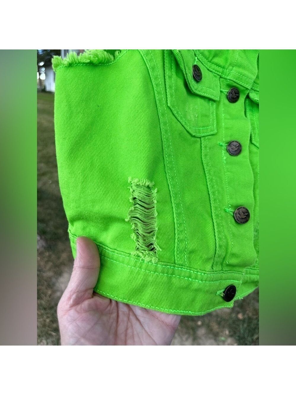 Dream Out Loud Distressed Vest Girl’s Medium Lime Green 100% Cotton Casual Vest - Picture 10 of 16